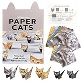 KutaKuta 50 Blätter DIY Papier Katzen Origami Kit, 3D Paper Cats Origami Katzen Papier Handwerk Kit für Kinder Erwachsene, Cute Kitten Origami Papercraft Katze Geschenk für Katzenliebhaber Weihnachts