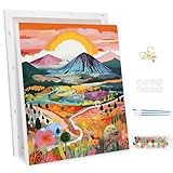 MEIYUDA Malen Nach Zahlen Erwachsene mit Rahmen Bunte Berge, DIY Digitales Ölgemälde-Set auf Leinwand mit Pinseln und Acrylpigment Bastelset Gelbstein, Artwork für Heimdekoration Geschenk 30x40cm