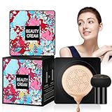 Pilzkopf Luftkissen CC Creme, Beauty Pilz-Luftkissen cc Cream, Cushion Foundation Concealer Make Up für Gesicht und Hals, BB Creme Feuchtigkeitsspendende Aufhellende Gleichmäßiger Hautton(Natürlich)