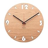 huamet Holz Wanduhr Eiche Astig DUHRCHBRUCH, rund - einzigartiges Design, geräuschlos ohne Ticken - Qualitätsprodukt Made in Südtirol - CH50-A-1604