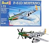 Revell Modellbausatz Flugzeug 1:72 - P-51D Mustang im Maßstab 1:72, Level 3, originalgetreue Nachbildung mit vielen Details, 04148, 80-4148