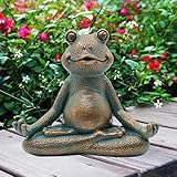 Yeomoo Meditation Yoga Frosch Figuren Deko Wohnzimmer Gartendeko - Frog Figur für Zen Garten Zimmer Schreibtisch Miniatur Dekoation - Lustige Geschenke für Frauen Mama Feengarten 13CM Kupfer