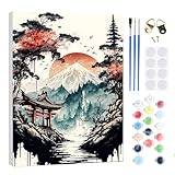 RICUVED DIY Landschaft Malen nach Zahlen Set für Erwachsene Kinder mit Rahmen - Berg Paint by Numbers Set Mit Ölgemälde für Anfänger, Leinwand, Pinsel und Farben Wanddekoration 20x30cm