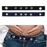 Bequeme Hosenverlängerung, 2 Pack, für Schwangere, Lieblingshosen bis zur 24. Woche nutzen, Hosenerweiterung 3 x Längen-verstellbar, bis 24 cm Bundverlängerung, starke Druckknöpfe für Gürtellaschen