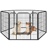 Yaheetech Welpenlaufstall Metall Freilaufgehege Welpenauslauf mit Tür aus 6 Panlen Für Hund, Katze, Welpe, Kaninchen, Meerschweinchen