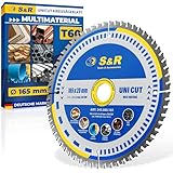 S&R Kreissägeblatt 165 x 20 mm FWF-Design, 60 Wolframkarbid HW Zähne, Universal Multicut Sägeblatt für Holz, 4 mm Baustahl, NE-Metalle, Kunststoff, Aluminium, Mehrzweck-Sägeblatt