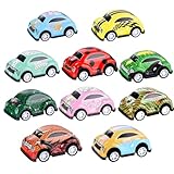 Partideal 10 Stück Pull Back Autos, Kleine Legierung Spielzeugautos, Push and Go Auto Spielzeug, Zurückziehen Spielzeugautos für Jungen Mädchen Party Taschen Füller(Zufälliges Muster)