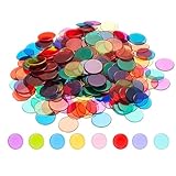 BLeezm 200 STK Bingo Chips Plastik Chips Transparente 6-farbige Zähl-Chips Plastikmarkierer für Bingo Spielkarten Mathe Üben Anzahl der Spielchips - 1,9 cm(Zufällige Farbe)