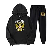 Russland Adler Emblem Druck Männer Frauen Trainingsanzug Sets Casual Hoodie und Jogginghose 2 Stücke Sets Pullover Sweatshirt color4,L
