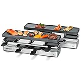 ROMMELSBACHER RC 1600 Raclette-Grill fun for 4+4 (Tischgrill, für 8 Personen, erweiterbar, Parkdeck, Alu-Druckguss-Grillplatte mit Xylan Plus Antihaftbeschichtung, 1460 W) silber