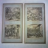 Don Quixot. 4 Kupferstiche in 2 Rahmen