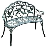 Outsunny 2-Sitzer Gartenbank robust Parkbank Sitzbank mit Rückenlehne Bank 240kg belastbar Gartenmöbel 100 x 54 x 78 cm Antik Grün