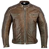 Texpeed Motorrad lederjacke herren mit protektoren - Braun Winter/Sommer Gesteppt echtleder Bikerjacke - Motorrad mit original biker rüstung gepanzert (EN 1621-1) Schutz L