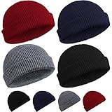 SATINIOR 4 Stücke Trawler Watch Hut Aufrollen Edge Schädeldecke Fisherman Unisex (Schwarz, Marine, Dunkelgrau, Weinrot)