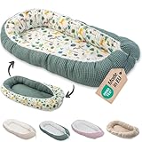 ULLENBOOM Babynest - 100% OEKO-TEX Materialien & Made in EU, Salbeigrün Regenwald - Babynestchen Neugeborene aus kuscheliger Baumwolle, Ideal als Reisebett & Kuschelnest geeignet