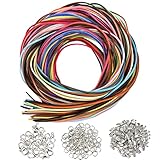 280 Stück Lederschnur Set 3mm x 1M Lederriemen Bunte Lederband Lederbänder mit Verschlussenden Flach Lederschnur mit Sprungring Hummerschere Klemmenden für DIY Armband Halskette Schmuck Finden