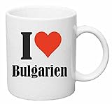Reifen-Markt Kaffeetasse I Love Bulgarien Keramik Höhe 9,5cm ? 8cm in Weiß