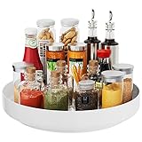 Ovicar Lazy Susan Schrank-Organizer – 33 cm Metall-Drehteller Lazy Susan für Küche, Gewürzregal, Speisekammer, Schrank, Badezimmer, Arbeitsplatte, Kühlschrank, Tisch, Aufbewahrung, Weiß