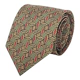 WANYING Herren Vintage Retro 9cm 3.54" Breite Krawatte Schlips Wide Necktie Stilvoll Mode Bunte Krawatte - Gedruckt Geometrisch Pattern Braungrün