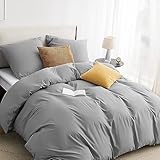 BEDSURE Bettwäsche 220x240 3teilig Grau - 1 Bettbezug 240x220 cm + 2 Kissenbezüge 80X80 cm, ÖKO-TEX Bettwäsche-Sets Grau Polyester Mikrofaser mit Reißverschluss