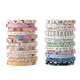 Gukasxi 24 Rollen Washi Tape Set, 4M Washi Masking Tape, Dekorative Klebeband mit 24 verschiedenen Muster zum Verschönern von Karten, Briefumschlägen, Geschenken und Fotoalben Gleichermaßen Geeignet