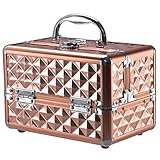 DREAMADE Kosmetikkoffer Mini, Schminkkoffer Make-up Multikoffer, Beauty Case, Make-up Box Kosmetikkasten ausklappbar, Kosmetikkoffer mit Spiegel, Kosmetiktasche tragbar (Rosa)