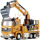 Tacobear Baustellen Fahrzeuge Spielzeug Set, 1:40 Metall Baufahrzeuge LKW Auto Spielzeug Kinder Baustellenfahrzeuge mit Sound und Licht Lastwagen Spielzeug Geschenk Jungen 3 4 5 6 Jahre (Bagger)