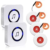 ChunHee Notrufknopf für Senioren/Senioren Notruf Wasserdicht Notrufklingel/Hausnotruf Senioren 150Mfür Pflegebedürftige Geduldig Älterer 2 Empfänger+3 Ruftaste