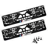 Kennzeichenhalter, Nummernschildhalter, Autokennzeichen - Halter für KFZ-Kennzeichen mit Klicksystem - Inkl. 8 Schrauben & 8 Vibrationsdämpfer - Einfache & stabil - 2er Set, 52 x 10 cm