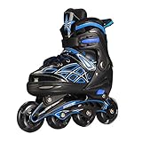 Inline Skates Damen - Inliner Kinder - Original Inline Skates Herren Skates ABEC7 Rollen Kohlenstoff inliner mit Einstellbarer Größe Inliner Damen Inline Skates,Schwarz Blau,S