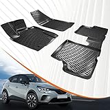 Trimak Passgenau 3D Fussmatten Auto Kompatibel mit Renault Captur 2 Gen. ab. 2020 Auto Zubehör 1. Und 2. Reihe Gummimatten Autos TPE Allwetter Geruchlos rutschfest Vorne und Hinten Schwarz