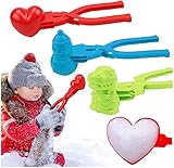 ZKB 3 Stück Herz Schneeballzange,Schneeball Clip, Herz Schneeball Maker Winter Schneeball Form Spielzeug Kunststoff Herzförmigen Schneeball Clip für Kinder im Freien Spielen Schnee, Schneeball