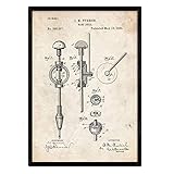 Nacnic Poster mit Pat Handbohrmaschine. Blatt mit altem Design-Patent in der Größe A3 und Vintage-Hintergrund