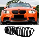 Hengjiayao E92 E93 Kühlergrill für BMW 3er E92 E93 nieren schwarz Facelift Nieren Coupe E92 E93 M3 Doppelsteg Glanz Schwarz 3er Grill 2006-2009 Kühlergrill Vorne (For 3er E92 2006-2009)
