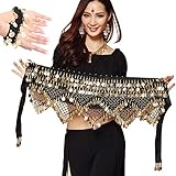 NEPAK 3 Stück Damen Bauchtanz Hüfttuch,Bauchtanz Gürtel,Belly Dance Bauchtanz Kostüm Hüfttuch goldfarbenen Münzgürtel Gürtel