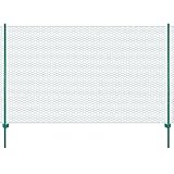 vidaXL Maschendrahtzaun mit Pfosten Komplett Set Maschendraht Zaun Zaunset Gartenzaun Drahtzaun Gehege Kaninchendraht Stahl 25x2m Grün 13mm