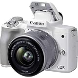 Canon EOS M50 Mark II Kamera + Objektiv EF-M 15-45mm F3.5-6.3 is STM (24,1 MP, 7,5 cm Touchscreen LCD, WLAN, HDMI, Bluetooth, APS-C Dual Pixel CMOS AF System, Augen AF, 4K Video, OLED EVF), weiß