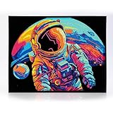DIAMOND DOTZ 2594360 Original 5D Diamond Painting Set, Neon Astronaut, mit Neonfarben und Samt, DIY Diamant Malerei Bilder für Erwachsene und Kinder ab 12 Jahren, Intermediate