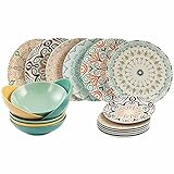 Villa d'Este Home Tivoli 5909276 Sharm Tafelservice 18 Stück aus Porzellan, mehrfarbig