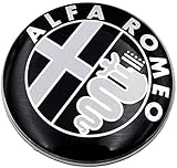 2 Emblem für Alfa Romeo Emblem, Schwarz, 74 mm, für Motorhaube vorne und hinten, Schwarz, 147 156 159