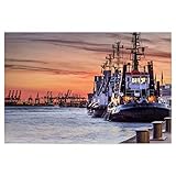 artboxONE Poster 30x20 cm Städte Abends im Hafen Hamburg hochwertiger Design Kunstdruck - Bild Hafen Boot Elbe