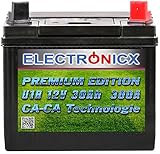 Electronicx Premium Rasentraktor Batterie 12V 30Ah Aufsitzrasenmäher Akku Rasenmäher Pluspol Rechts, Starterbatterie für Rasenmähertraktor Aufsitzmäher, 30 Ah U1R.