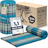 livasia Rollmatte Rollmatratze M schmal Einzelbett - 200x75x4,5cm - Gästebett Gästematratze 1 Person mit Muster, Reisebett Kofferraum outdoor, Thaimatte Kapok Garten handgefertigt (Hellblau)