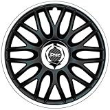 Satz J-Tec Radzierblenden Orden R 15-Zoll Schwarz/Silber + Chrom Ringe