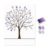 Sukisuki DIY Fingerabdruck Baum Unterschrift Gästebuch mit Stempelkissen Gemälde Wanddekoration (lila)
