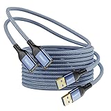 XGMATT USB 3.0 Verlängerungskabel 2 Stück 1M+1M, USB Verlängerung Kabel A Stecker auf A Buchse mit eleganten Alluminiumsteckern, Nylon Stoffmantel für Kartenlesegerät,Tastatur, Drucker, Scanner,Blau