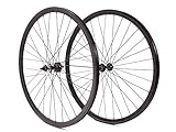 KHE Fixie Laufradsatz 700c 28" Zoll Doppelkammerfelge 32 Loch schwarz 30mm hoch inkusive Starr- und Freilaufritzel