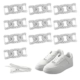 Gotetiso 10 Stück Glitzernde Schnürsenkel Charms Metall Schnürsenkel Schnalle Strass Bling Schuhe Schnallen Sneaker Shoe Lace Charm DIY Dekorative Schuhclips Schuhzubehör für Turnschuhe Freizeitschuhe