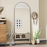 Koonmi 53 x 163 cm Gewölbter Top Ganzkörperspiegel mit Runden Ecken - Ganzkörperspiegel Groß Frei Stehend-Hängend-Lehnend, Boden Standspiegel als Ankleidespiegel für Wohnzimmer, Schwarz