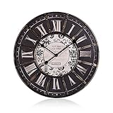 Melko Dekouhr 60CM Vintage Wand groß mit Metallrahmen Wanduhr Bahnhofsuhr Nebenuhr schwarz